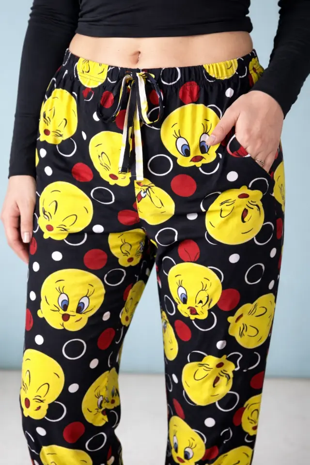 Tweety Desenli Alt Pijama – Rahat Kesim & Yumuşak Doku